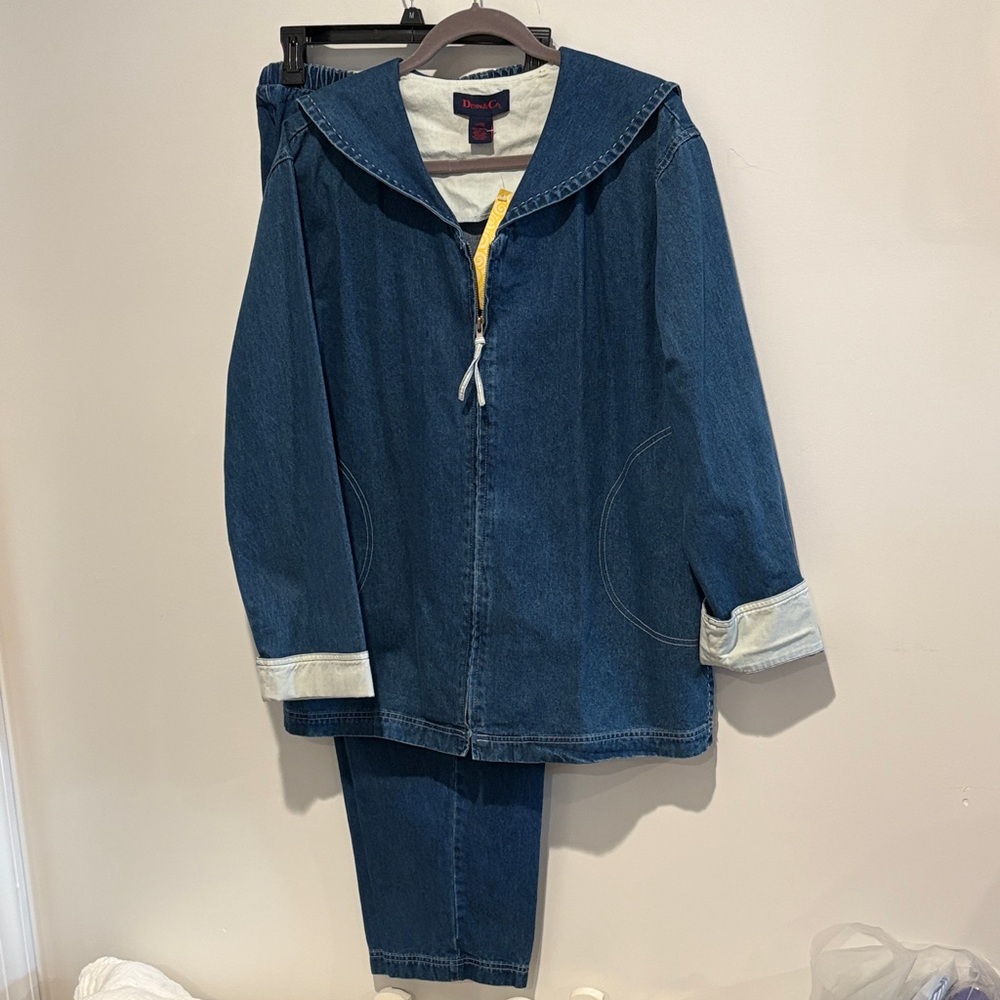 Denim&Co Blue Denim Jacket and Pants Set